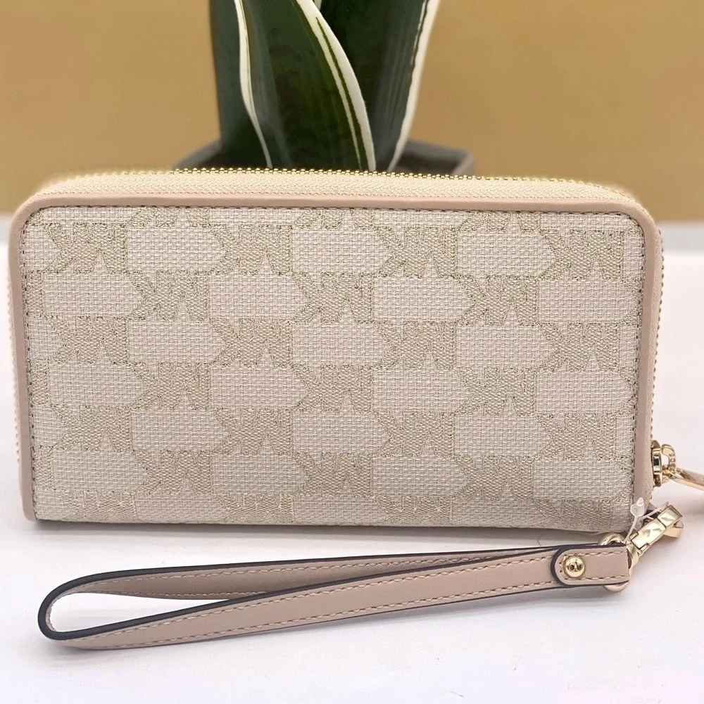 Michael Kors Jet Set Travel Wallet Phone Case Wristlet Glimmer MK Print